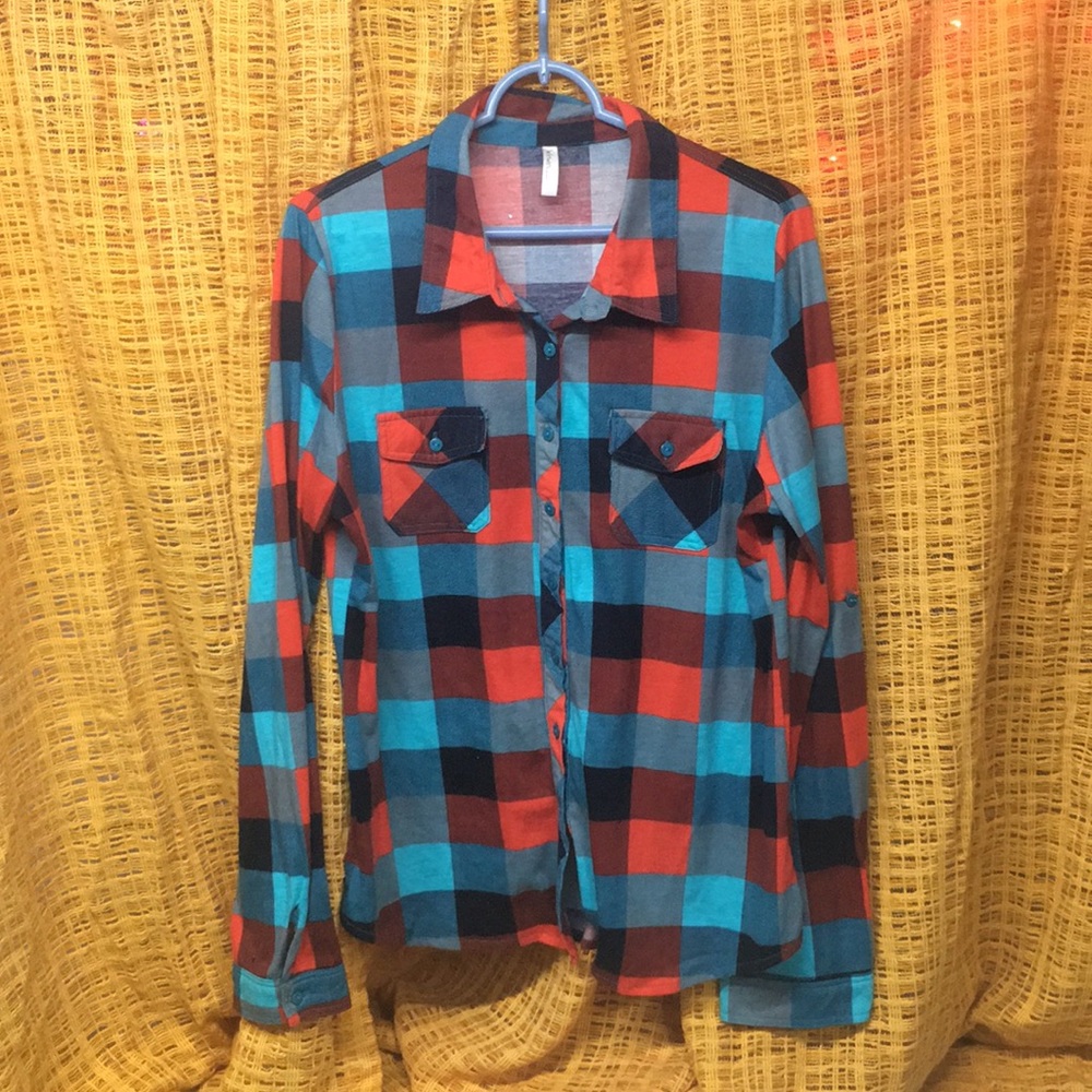 Orange and blue flannel
